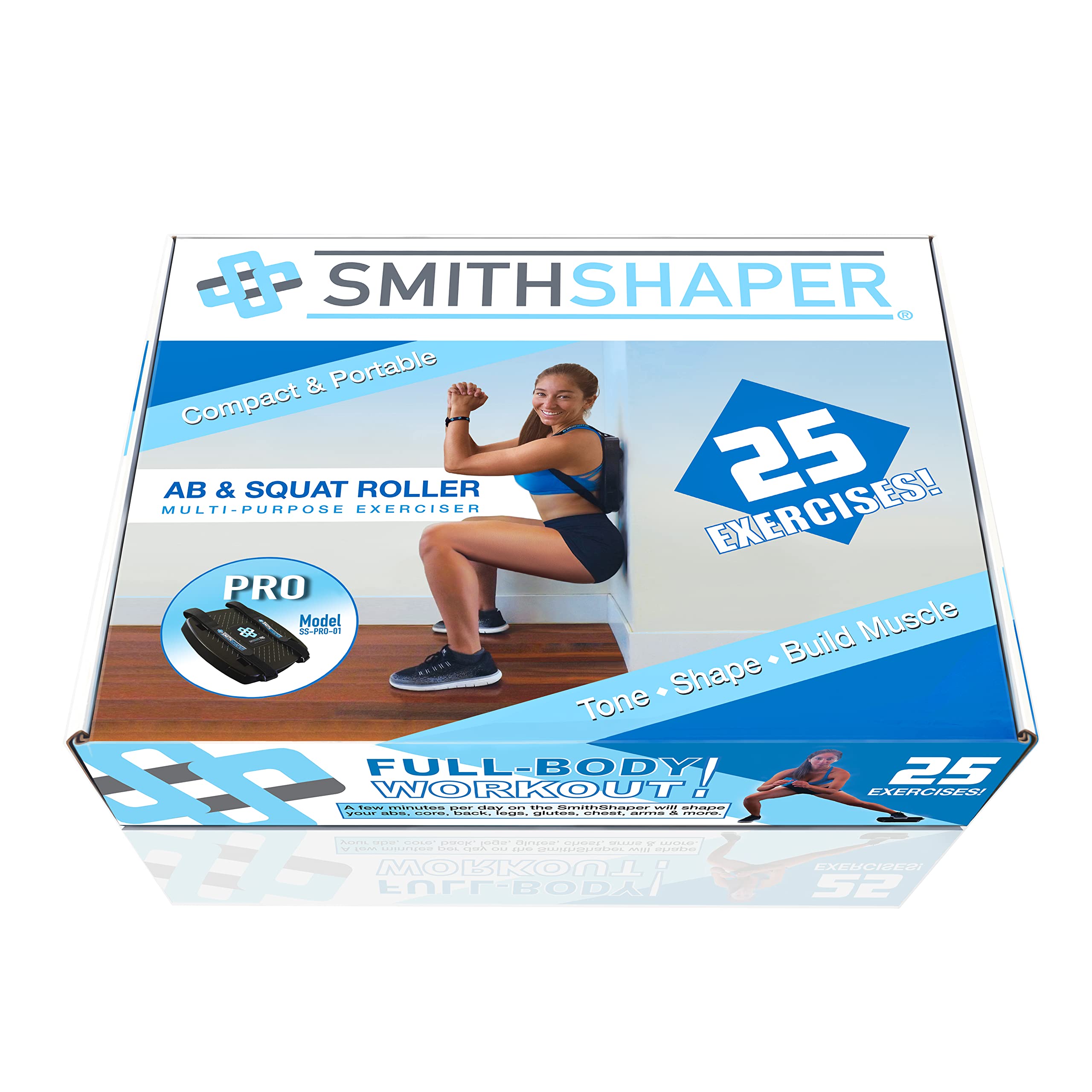 SmithShaper® PRO Ab Squat Roller | Full Body Workout | Get Fit - 25 Exercises! Ab Rollouts, Squats, Plank Walks, Core Strengthening & More | 1 yr. Free SQUATX Exercise App