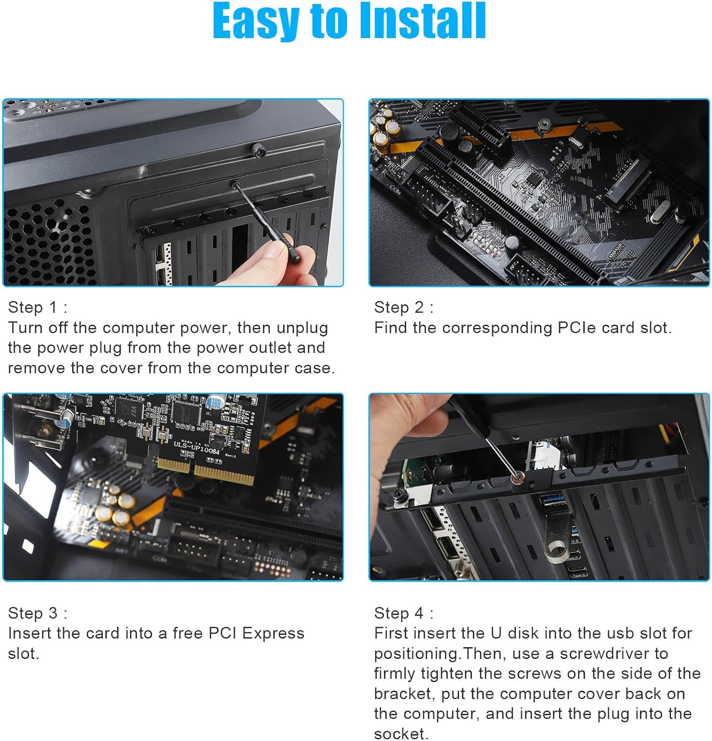 8 Ports USB PCIe Card PCIe USB 3.2/3.1 Gen 2 Card (4X USBC - 4X Type A),10Gbps Bandwidth PC Internal hub for Windows Linux Mac (Silver)