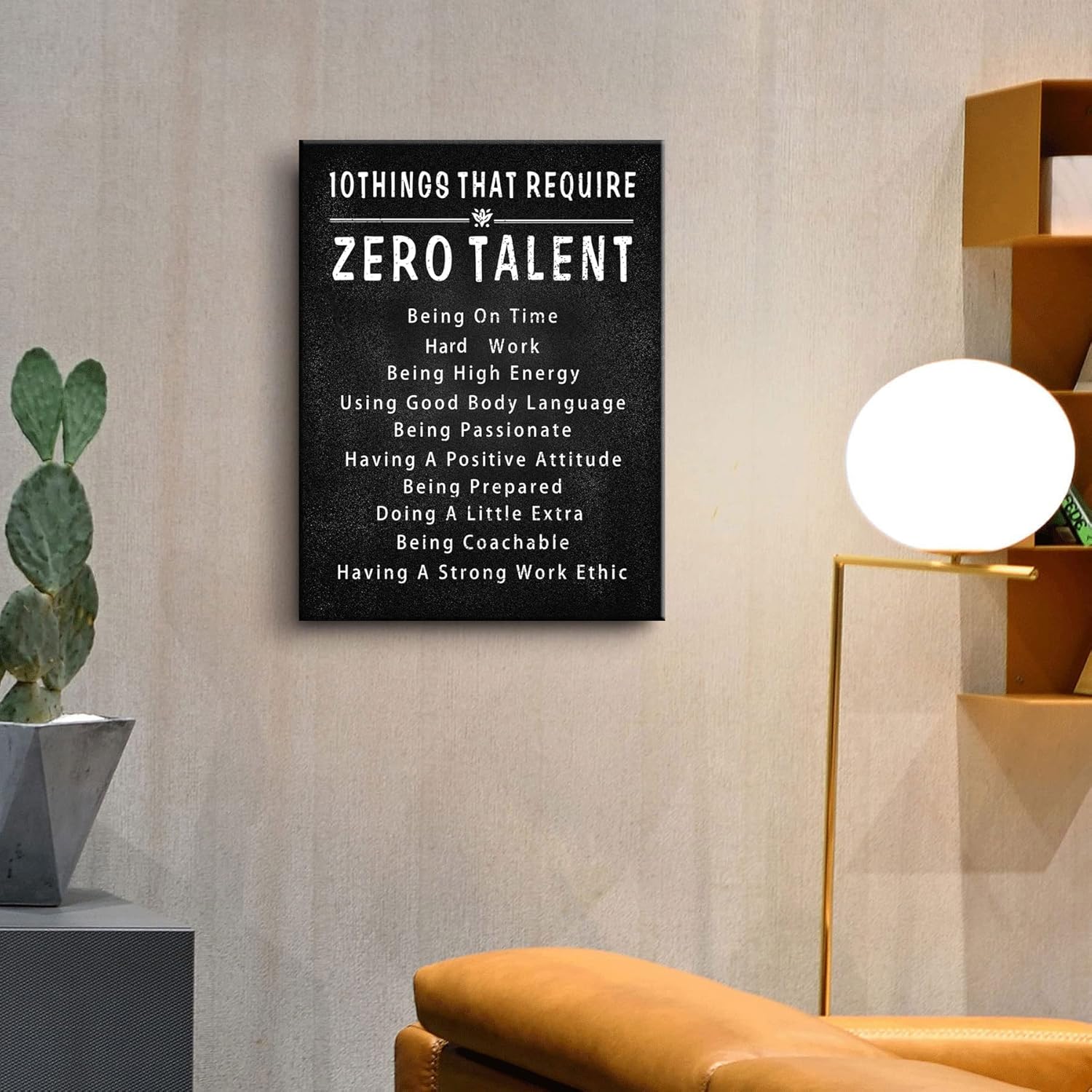 10 Things That Require Zero Talent Wall Art Motivational Poster Printed on Canvas Wall Decor for Living Room Bathroom Motivational Wall Art Size11.5 x 15 Inch - For Bedroom or Home Office Framed Art - Image 3