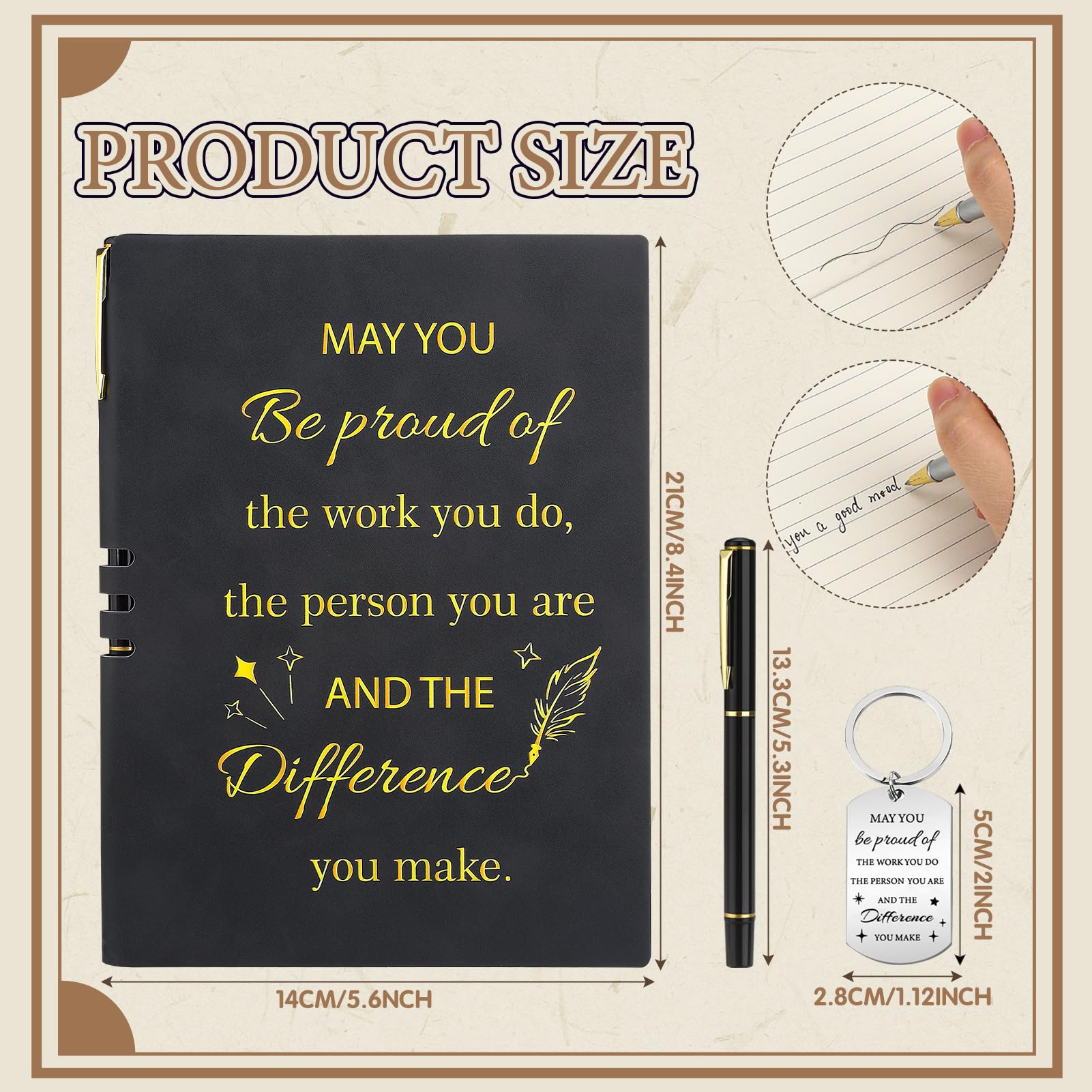 Candcamp Thank You Gift Leaving Gifts for Colleagues Women Men A5 Inspirational Notebook and Pen Set Appreciation Black Journal New Job Congratulations Presents for Employee Volunteer Teacher - Image 2