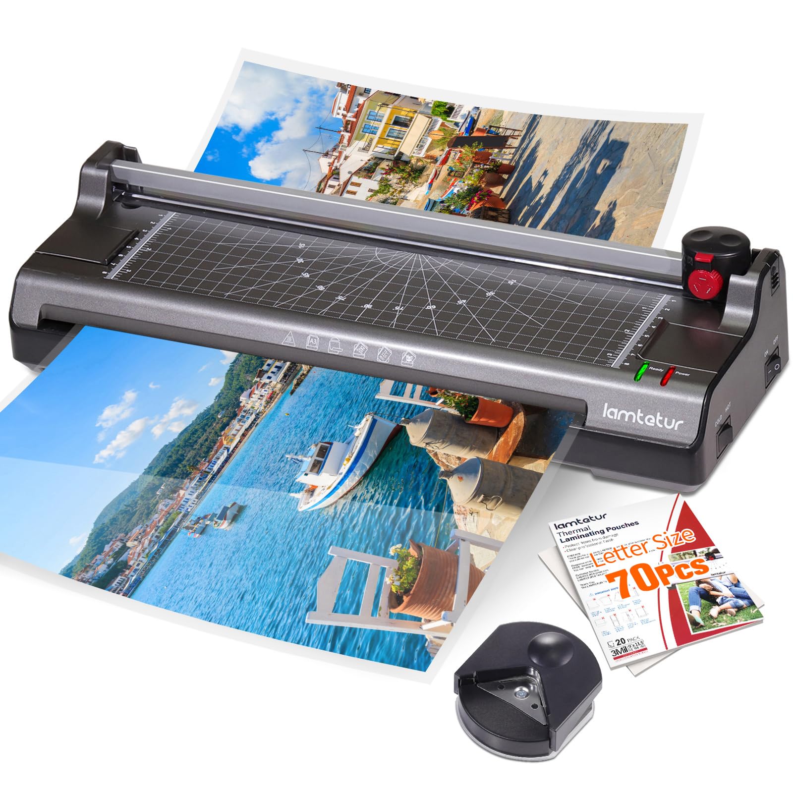 Lamtetur - 11" x 17" Thermal Laminator Machine with 70 Laminating Sheets for Office Home School Teacher Use 13 Inch Hot and Cold Laminating Machine for A3/A4,