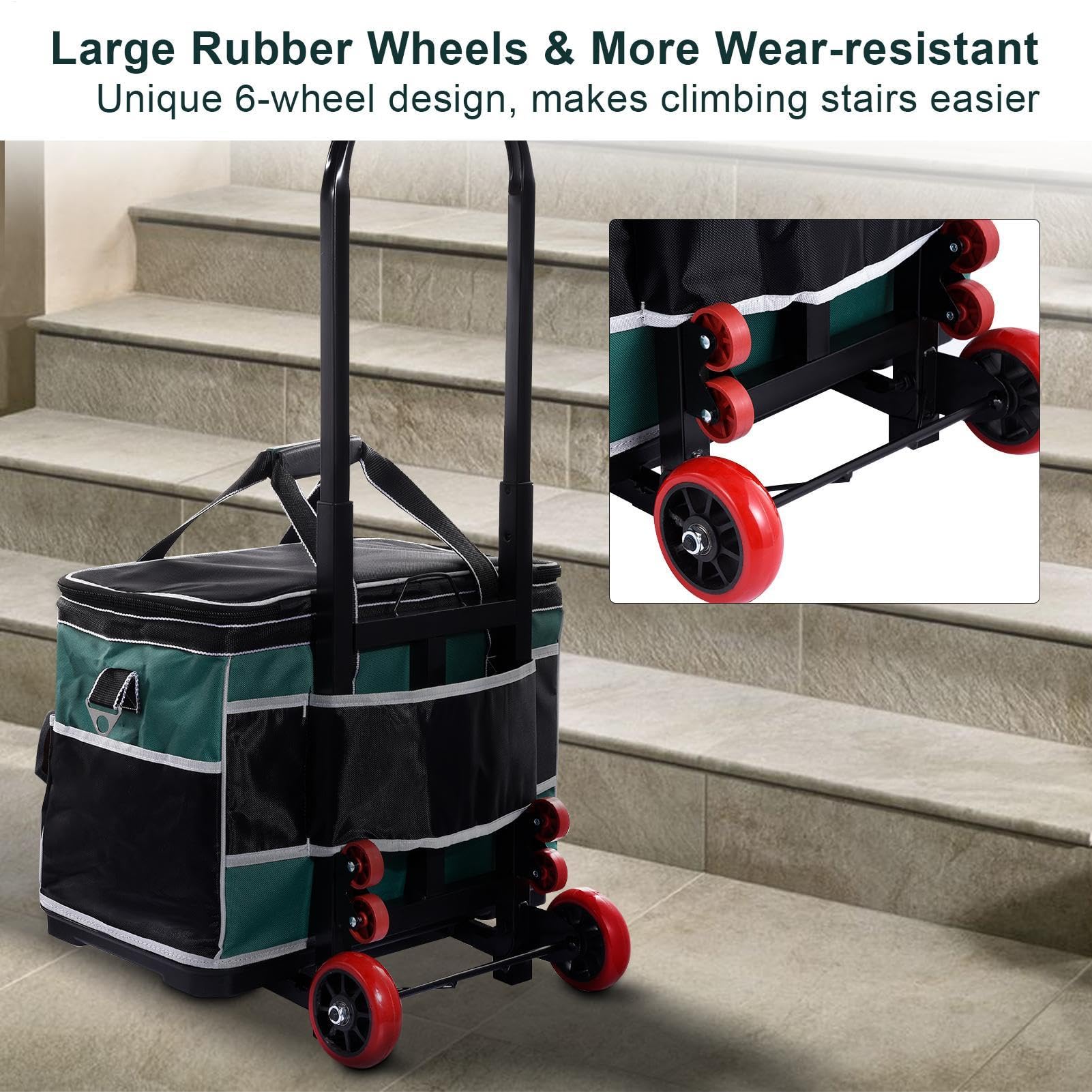 Bolsa de herramientas con ruedas,Bolsa de herramientas con ruedas Bolsa de | Organizador de almacenamiento impermeable con mango telescópico, bolsa de herramientas con ru