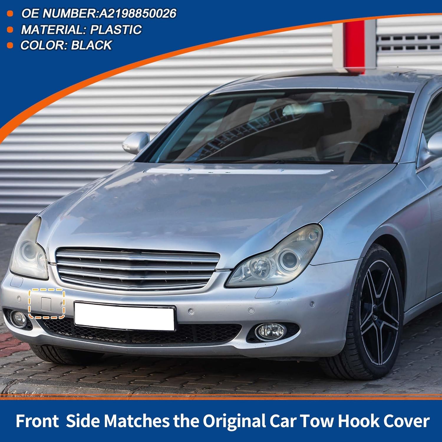 ACROPIX Front Side Car Bumper Tow Hook Cover Tow Cover Cap Black Fit for Mercedes-Benz CLS W219 C219 2004-2007 No.A2198850026 - Pack of 1