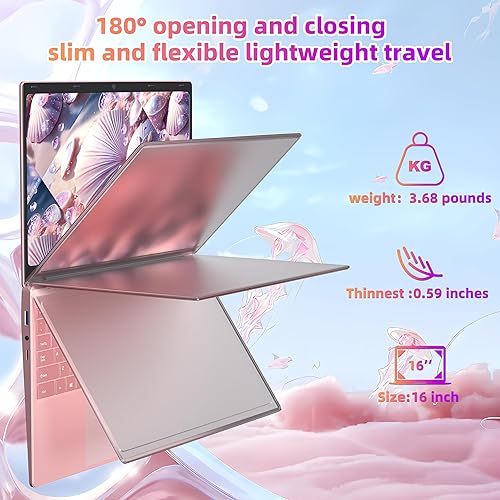 Miniatura 7 de Rumtuk Portátil de oro rosa de 16 pulgadas, Win 11 ProOffice 2019, Celeron N5105, 16 GB de RAM, SSD de 512 GB, pantalla FHD IPS, KB retroiluminada,