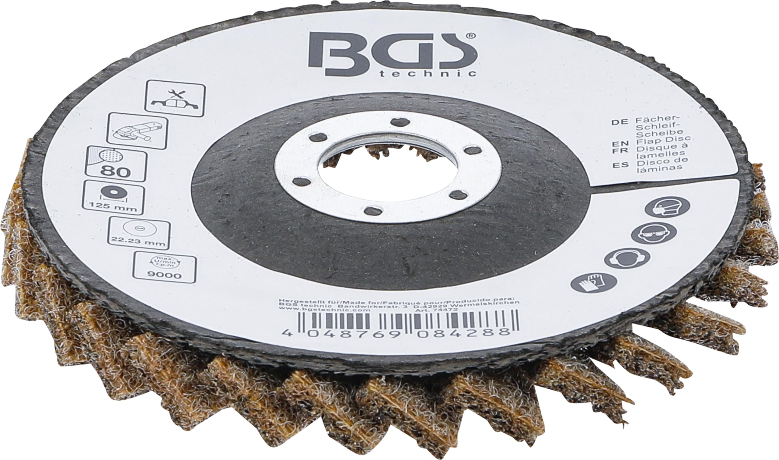 Produktbild von 125 Mm Polierfächerscheibe Grob / Coarse – Vliesscheibe Mit 22,23 Mm Bohrung, 5 Mm Lamellenstärke, Für Winkelschleifer