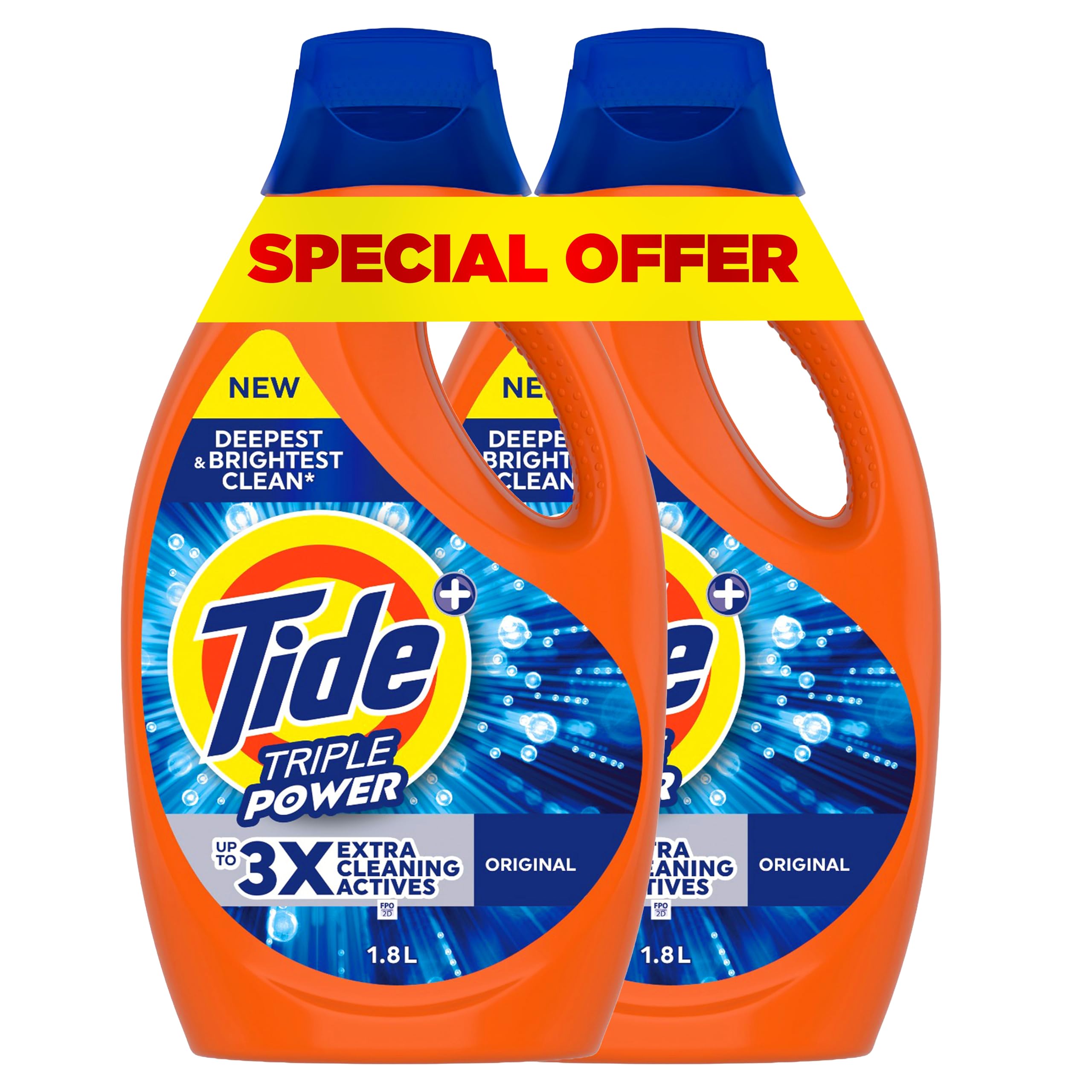 TideTriple Power Original Liquid Detergent 1.8L x 2, Dual Pack