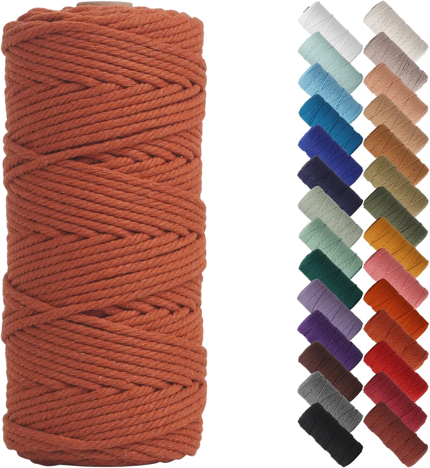 NOANTA Reddish Brown Macrame Cord 3mm x 109yards, Colored Macrame Rope, Cotton Rope Macrame Yarn, Colorful Cotton Craft Cord for Wall Hanging, Plant Hangers, Crafts, Knitting