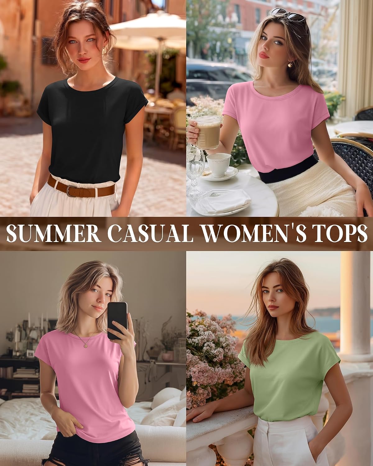 Huukeay 3 Pack Women's Cap Sleeve Tops Basic Tee Shirts Summer Casual Crew Neck Trendy Clothes 2026 Fashion