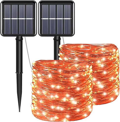 Miniatura 8 de YAOZHOU Decoraciones patrióticas del 4 de julio, tira de luces solares de hadas rojas, blancas y azules, impermeables para exteriores, paquete de