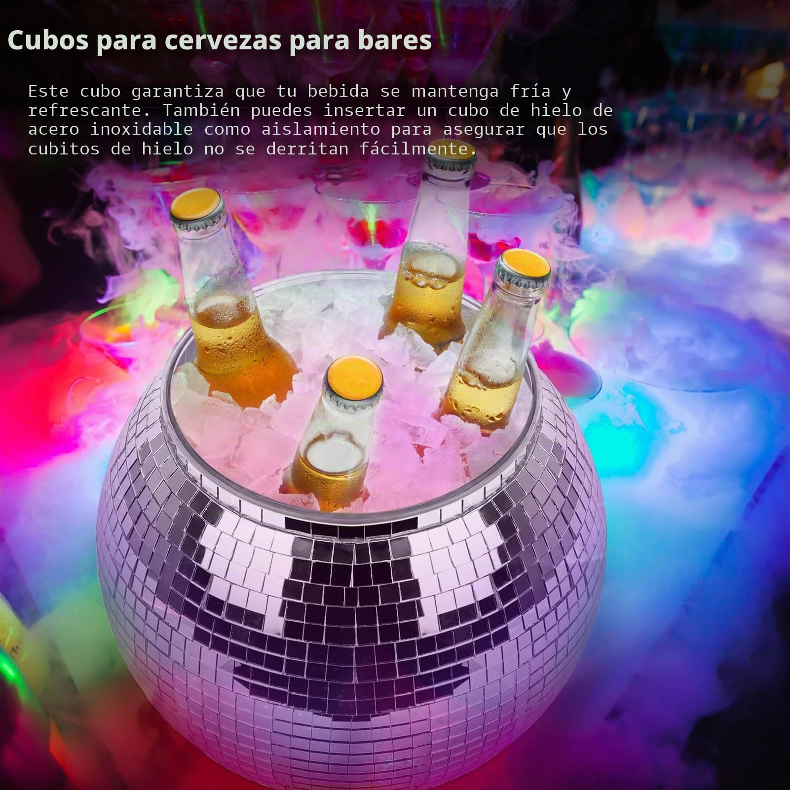 BuyWeek Cubo De Hielo, Bola De Discoteca Cubo De Champán Cubo De Bebidas De Fiesta De Gran Capacidad Para Cerveza Cóctel Vino Plata