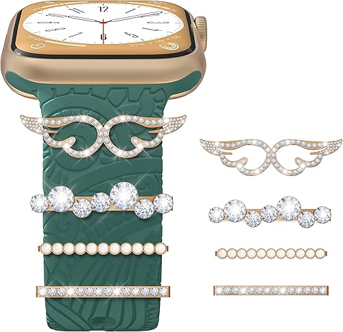 Suoman Juego de 4 trabillas decorativas para Apple Watch Series para iWatch de 1.929 in, 1.772 in, 1.614 in, 1.732 in, 1.575 in, 1.654 in, 1.496 in,