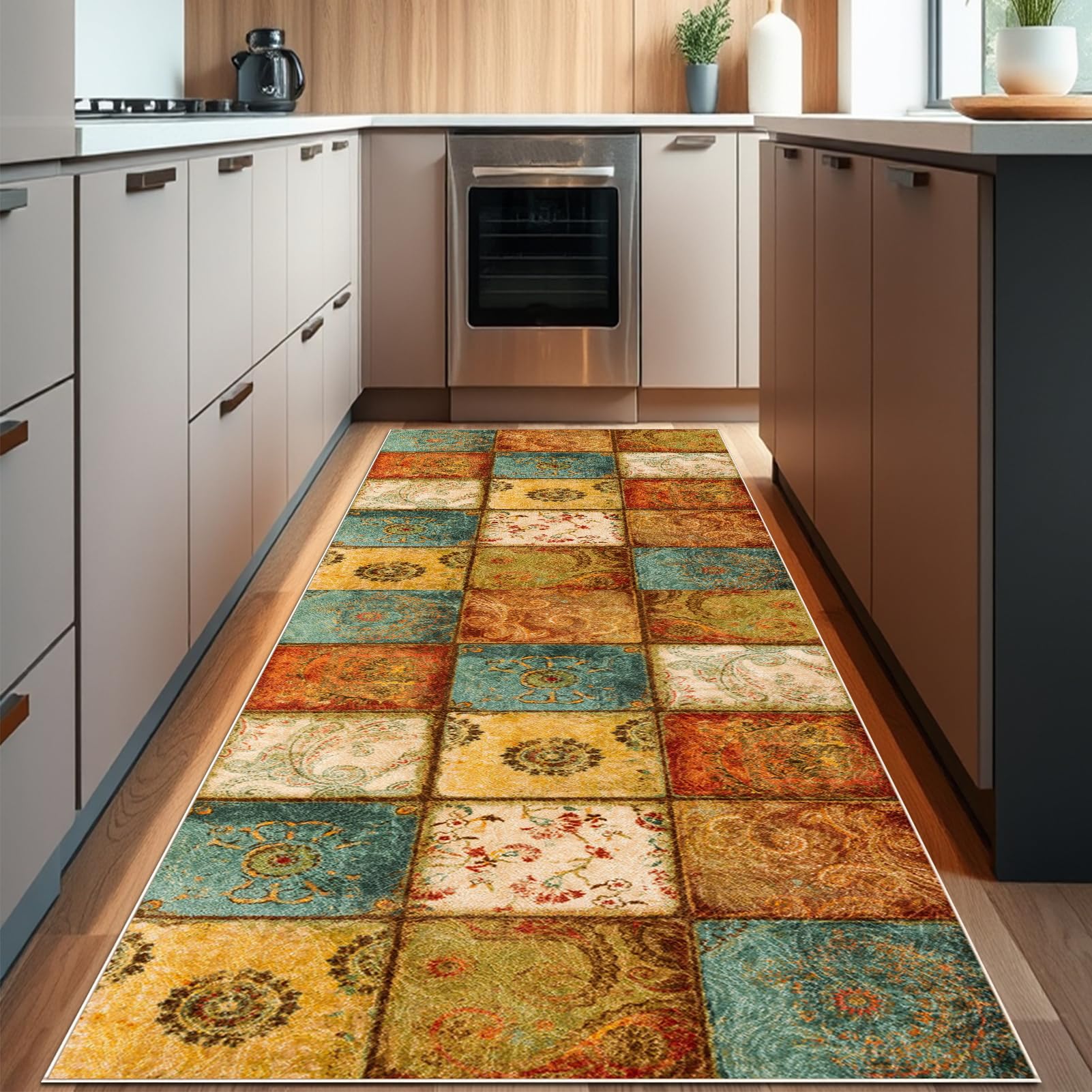 Tehocwiz Runner Rugs for Hallway, Non Slip Carpet Runners Washable Kitchen Rugs, Kitchen Runners, Narrow Rugs, Carpet Runners Rugs for Entryway Laundry Room Hallway Kitchen 100 x 120 cm