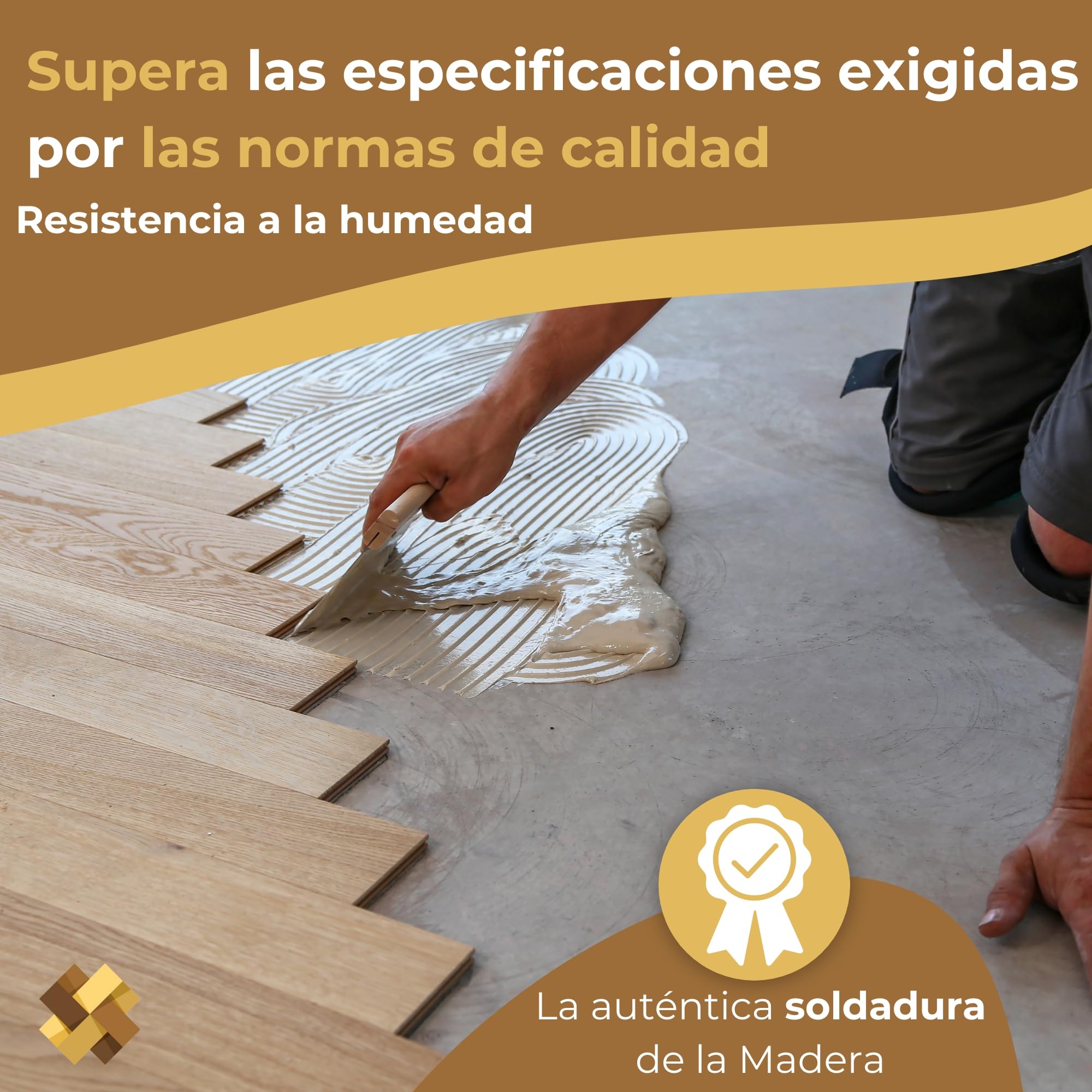 Cola de Poliuretano Extrafuerte para Madera y Parquet 0,5 kg - Adhesivo Estructural D4 Resistente al Agua - Ideal para Tarimas, Aglomerado, Chapa y Aislamiento Térmico - De Alta Densidad
