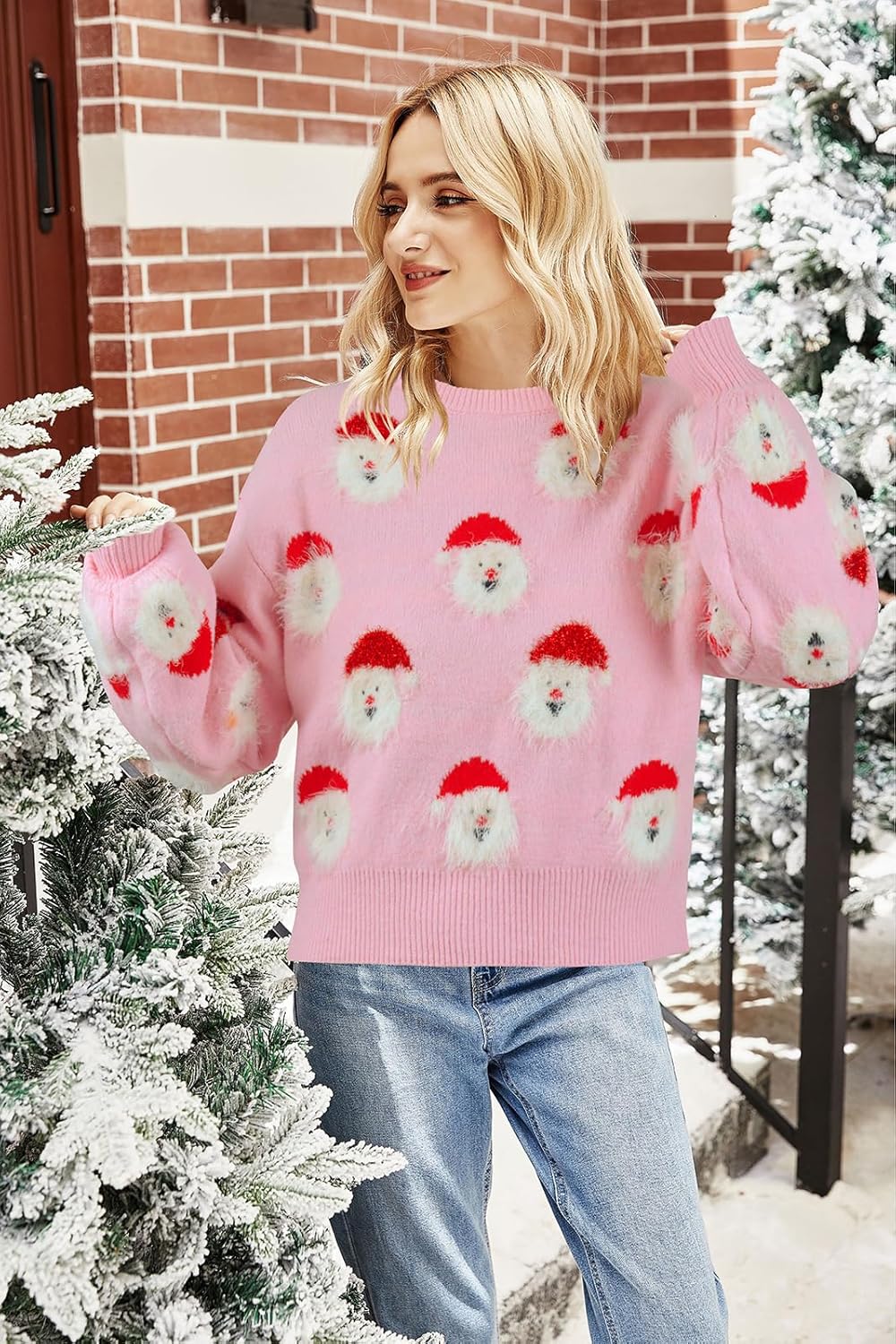 Ugly Christmas Sweaters for Women Funny Santa Xmas Snowflake Holiday Party Cute Knitted Pullover Tops - Image 2