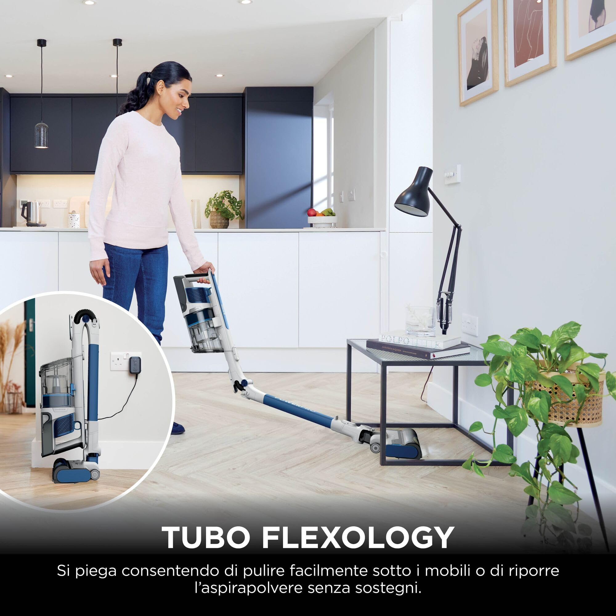 Shark PowerPro Aspirapolvere Senza Filo, FloorDetect, Antigroviglio, Anti-Allergen Complete Seal, Leggero, Flessibile, Aspirabriciole, Autonomia 50 minuti, Contenitore XL, Blu Metallizzato IZ380EU