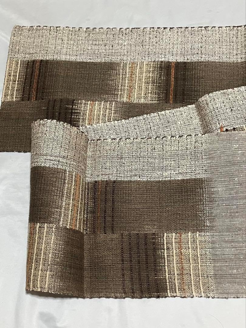 八寸名古屋帯 松葉仕立て 正絹 紬地 透け感あり夏帯にも イ5909 楽天