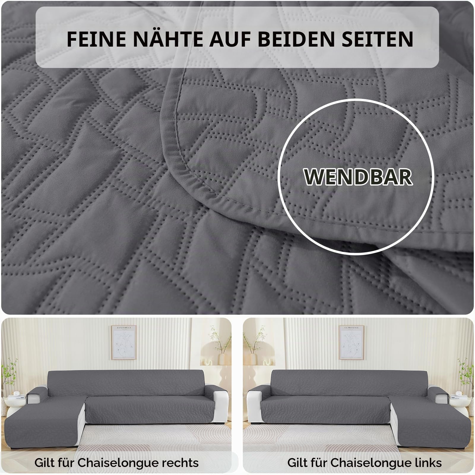 Ystyle Universell Sofabezug L Form 3 Sitzer (255CM, Hellgrau) | Couch Überzug Ecksofa L Form Wasserdicht, Sofa Überzug L Form Rutschfest, Kratzfest Sofa Cover L Shape, Modern Sofaüberwurf