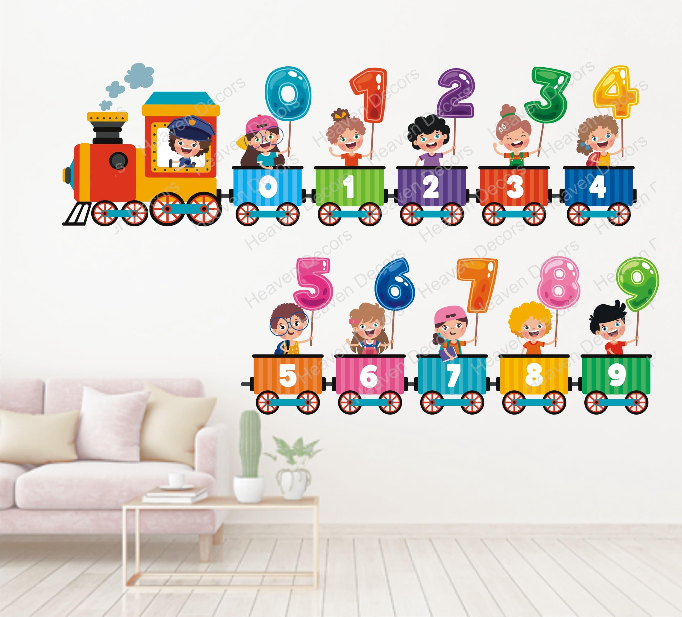 Stickers Kids Wall Sticker 123 Number for Children WallSticker (Ideal Size on Wall: 170 cm x 28 cm),Multicolour, Large