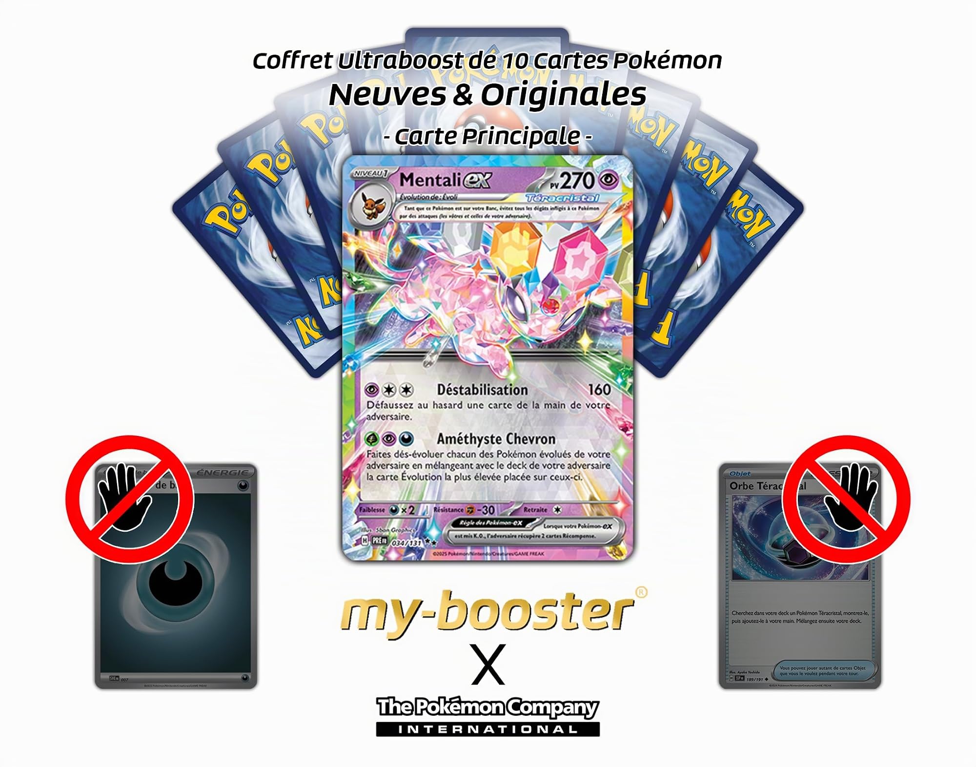 Coffret Mentali Ex 034/131 Téracristal – Ultraboost X Écarlate Et Violet 8.5 – Évolutions Prismatiques – 10 Cartes Pokémon Françaises – Dès 6 Ans