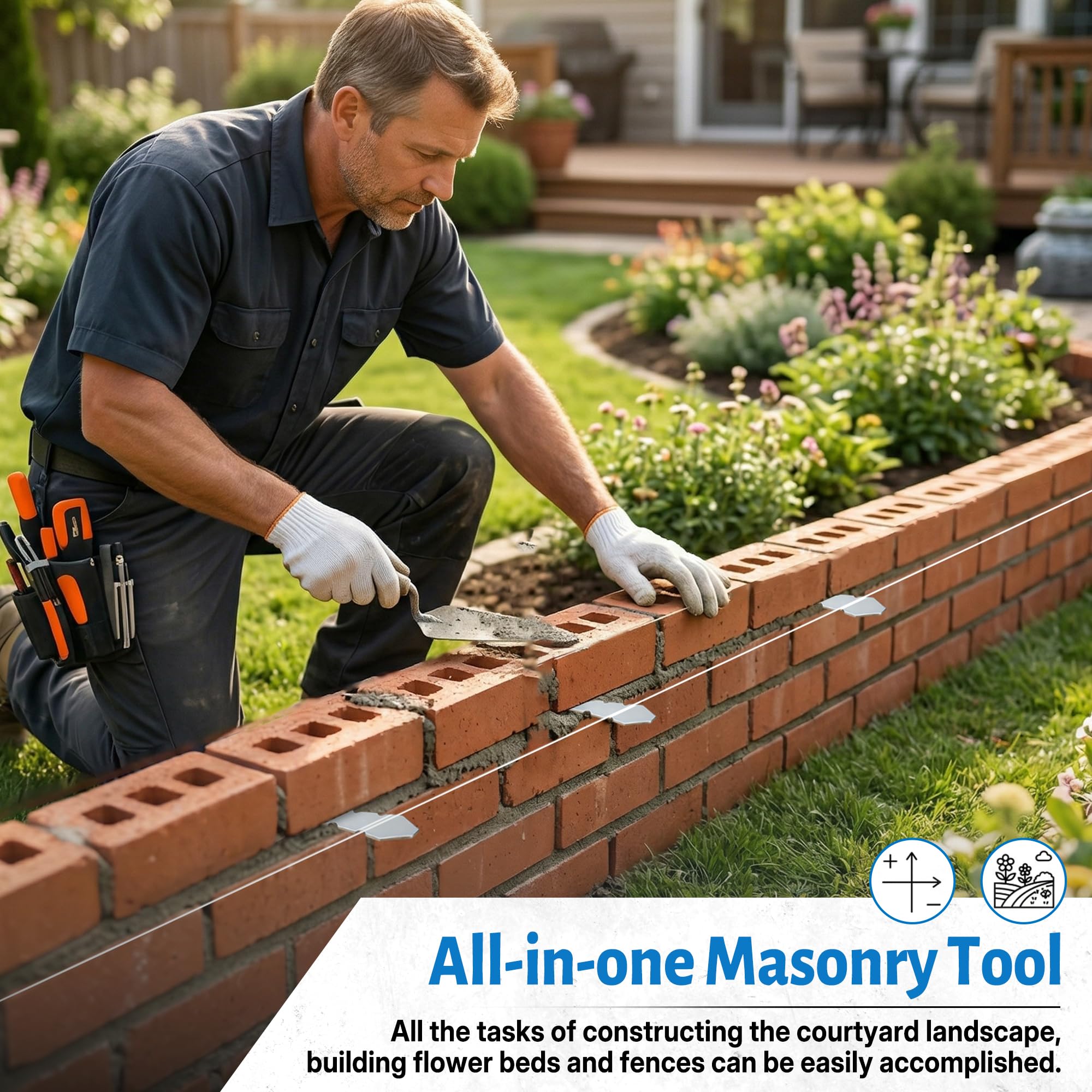 Bricklayer Line Pins - 12 Pack Masonry Tools -6