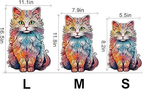 Miniatura 6 de WOODBESTS Rompecabezas de madera para adultos, rompecabezas de gato persa (L, 300 piezas, 16.5 x 11.1 pulgadas), hermosa caja de madera,