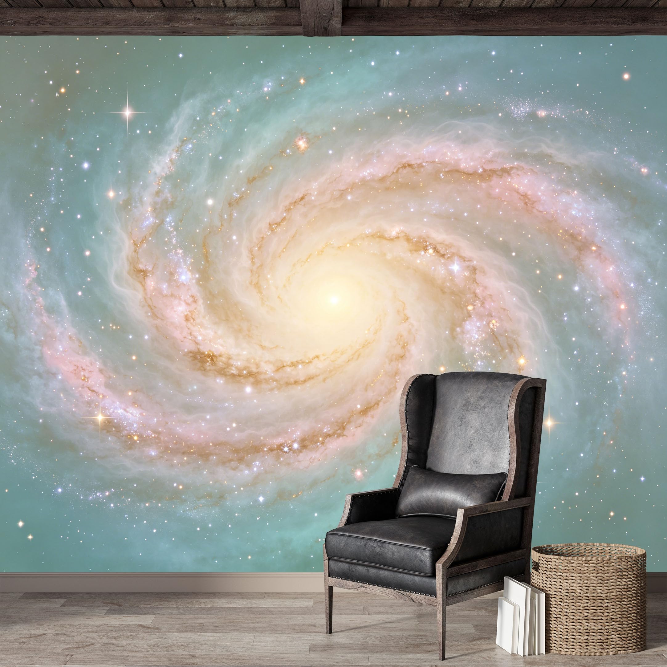 Custom Size Wall Mural,Spiral Galaxy Space Cosmic Starry Sky Swirl Premium Water Activated SelfAdhesive Wallpaper,Removable Wall Covering,Easy DIY Install Wall Art for Indoor Home Decor