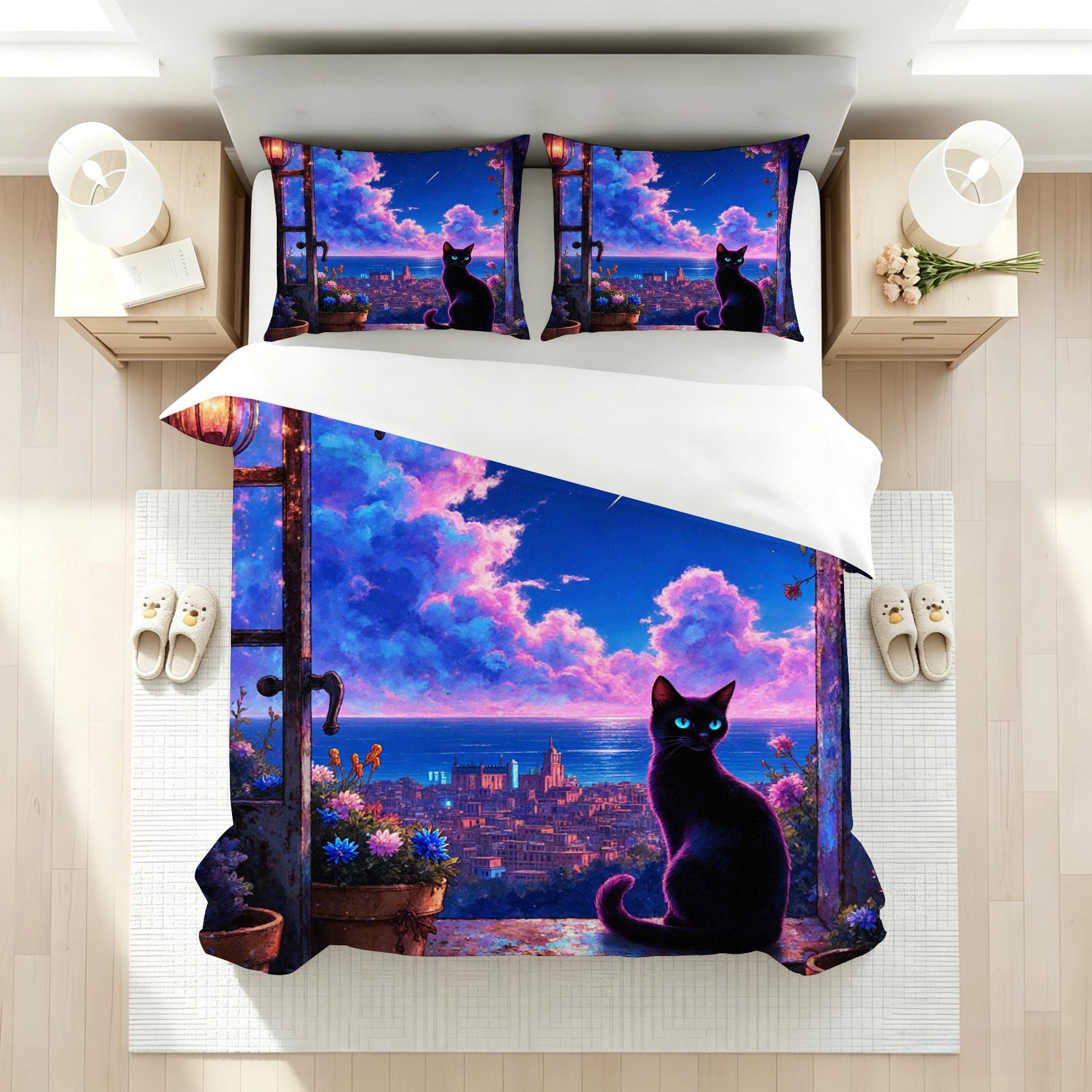 Funda Nórdica Cama 180, 240x260 cm Gato Morado, AQ2382