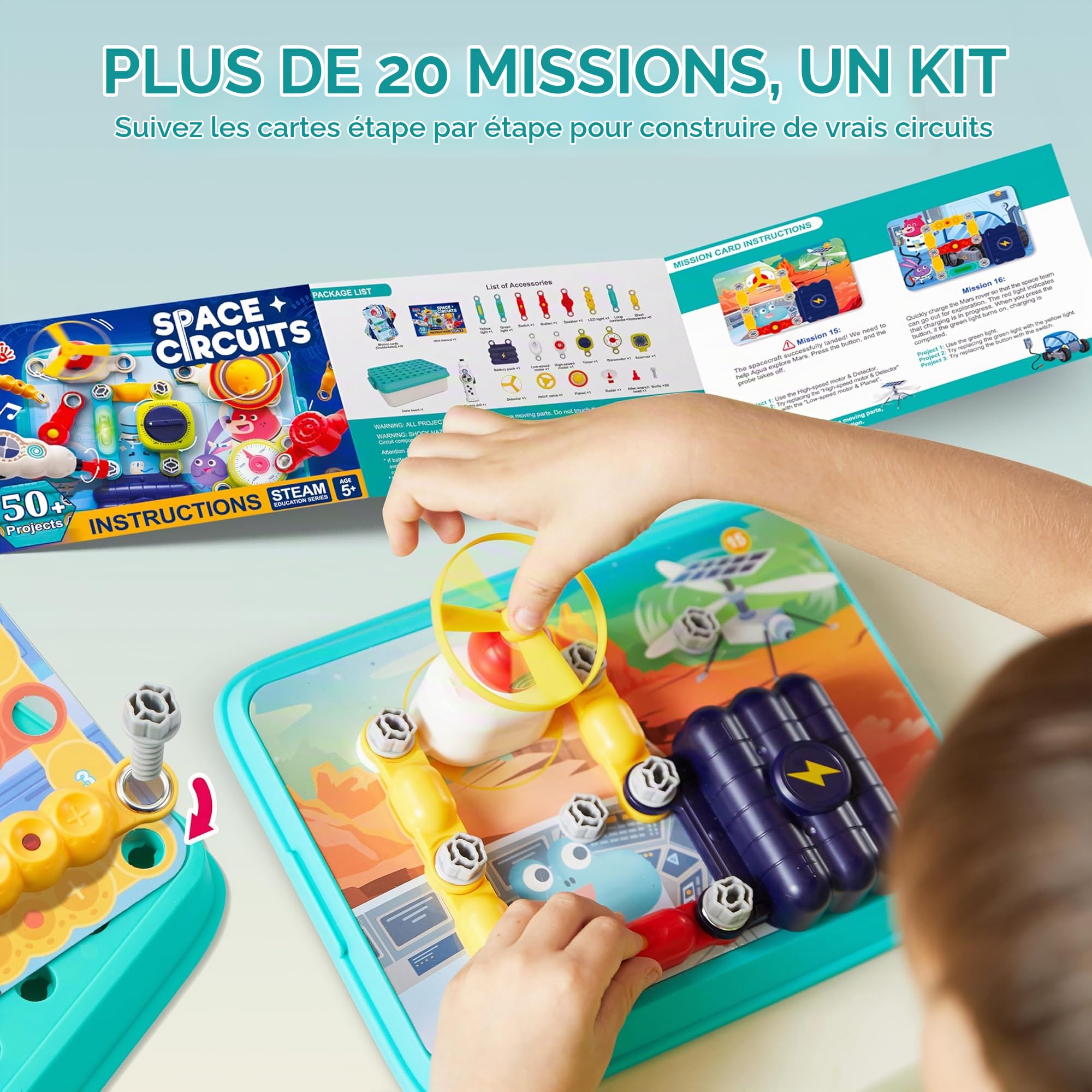Klever Kits Circuits spatiaux pour Enfants, expériences scientifiques et physiques, kit de Circuits imprimés, Jouet éducatif pour l'école et la Famille, Cadeau pour garçons et Filles de 6 Ans et Plus
