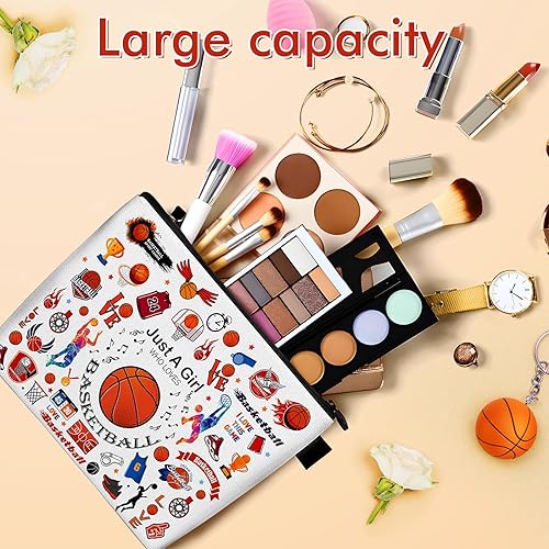 Miniatura 2 de Bolsa de maquillaje de baloncesto para adolescentes, bolsa de cosméticos de lona inspiradora, accesorios para jugadores, equipos, cosas para fiestas