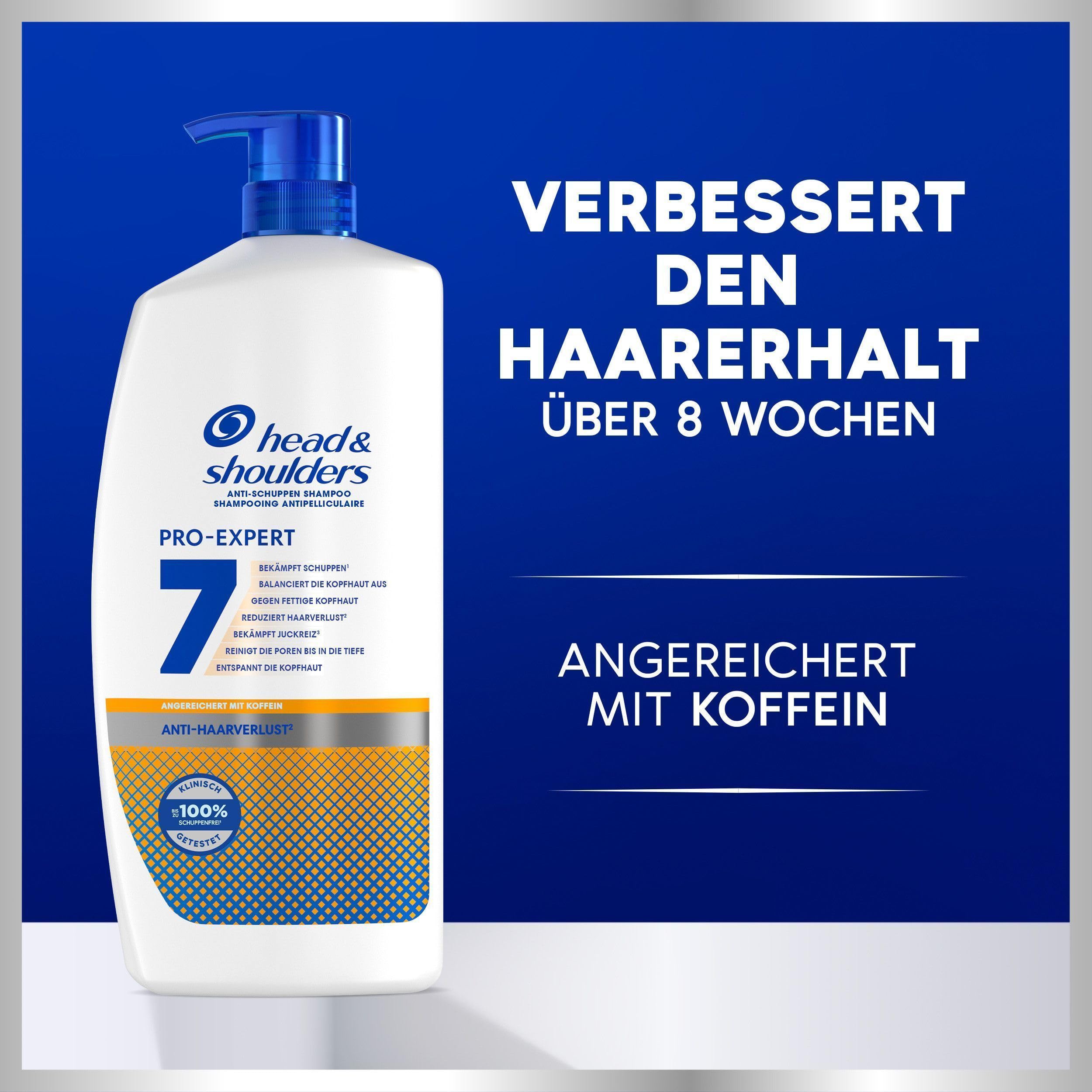Head & Shoulders PRO-EXPERT 7 Anti-Haarverlust Anti-Schuppen-Shampoo Angereichert Mit Koffein 800ml Pumpe. Bekämpft 7 Kopfhautprobleme, Kopfhautschutz