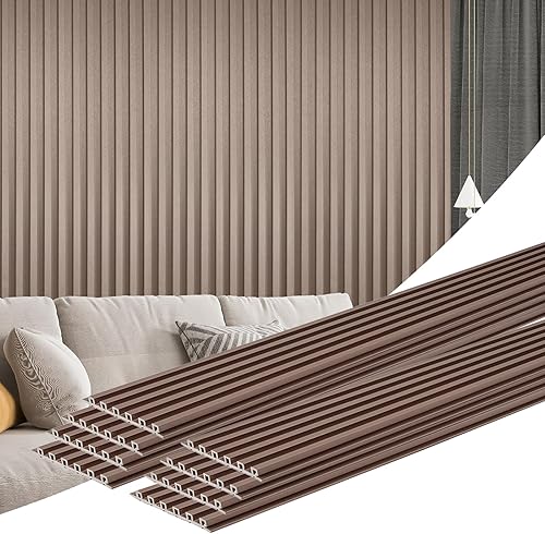 Miniatura 1 de Art3d Paquete de 8 paneles de pared de listones de 104 x 6.7 pulgadas, paneles de pared 3D WPC con acabado de metal brillante, paneles 3D para