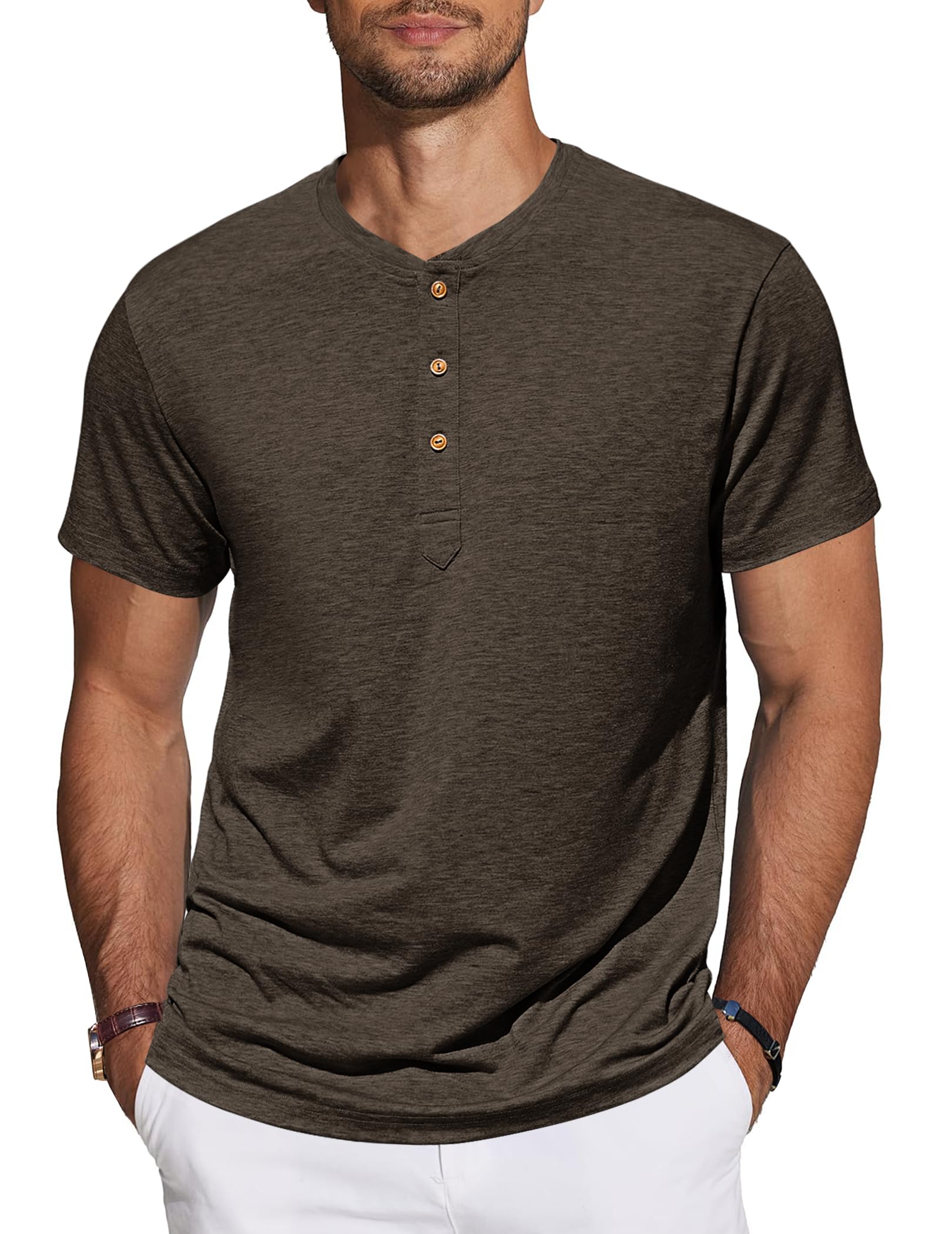 TARAINYA Henley Shirt Herren Baumwolle T-Shirt Kurzarm Sommer Männer mit 3 Knopfleiste M-4XL