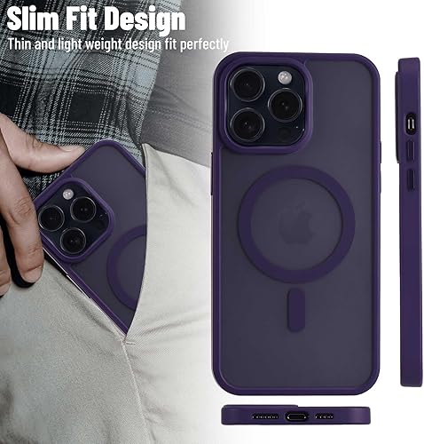 Miniatura 7 de Funda magnética para iPhone 15 Pro Max, funda magnética fuerte protección contra caídas de grado militar con protector de pantalla, marco suave y