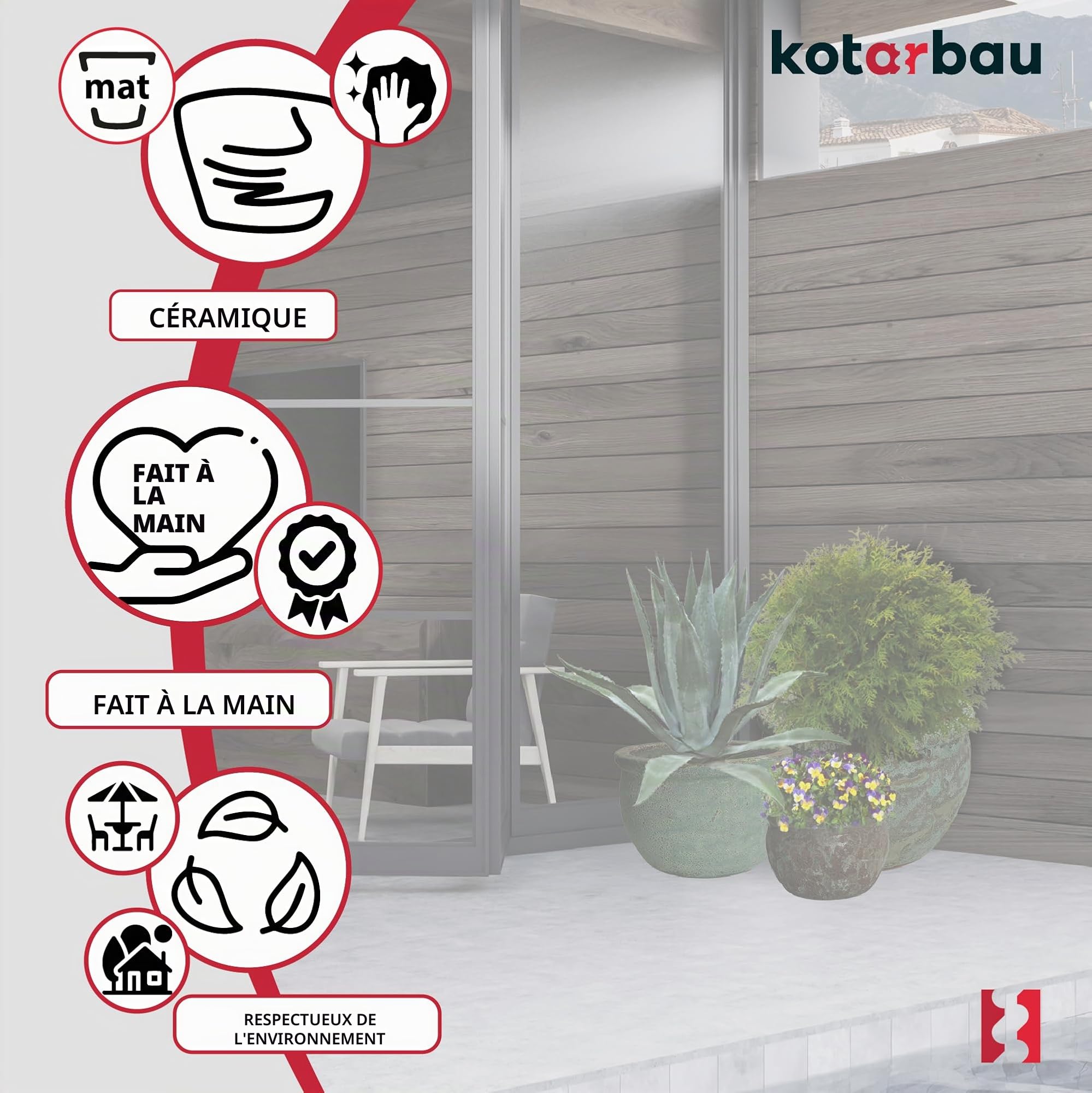 KOTARBAU® Pot En Céramique Vintage 38X25cm Turquoise Et Marron | Pot Résistant Au Gel | Pot Avec Drainage D'eau | Cache Pot Céramique | Pot Moderne | Pot De Fleur Céramique | Pot Céramique Extérieur