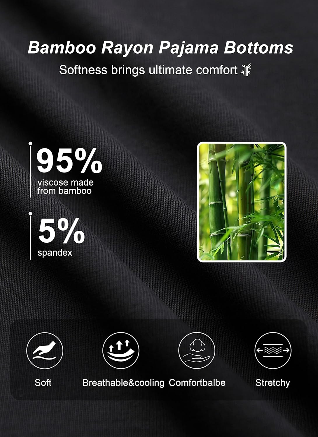 EA'S SECRET Mens Pajama Shorts Bamboo Drawstring Men's Sleep Shorts Soft Lounge Pajama Bottoms with Pockets 2 Pack - Image 4