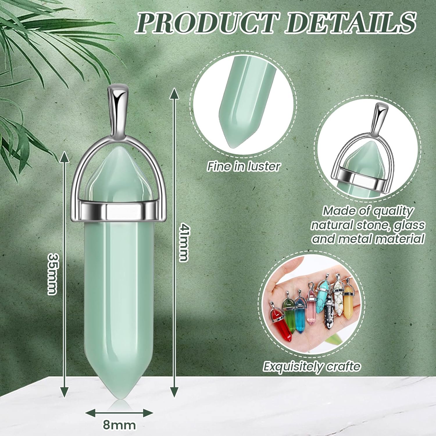 Jexine 150 Pieces Healing Crystals Earrings for Women Quartz Stone Pendants Necklace Hexagonal Natural Gemstone Earring Crystal Bracelet Pendants Bulk DIY Stone Pendant for Women - Image 2