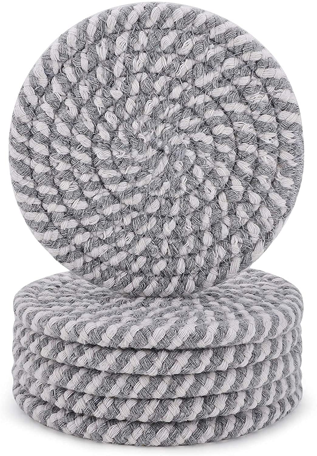 ELMORA Absorbent Coasters for Dining Table 11×11 cm | Handmade Cotton Rope Coasters for Tea Cups & Coffee Mugs | Washable, Non-Slip & Water Absorbing - Set of 6-image-14