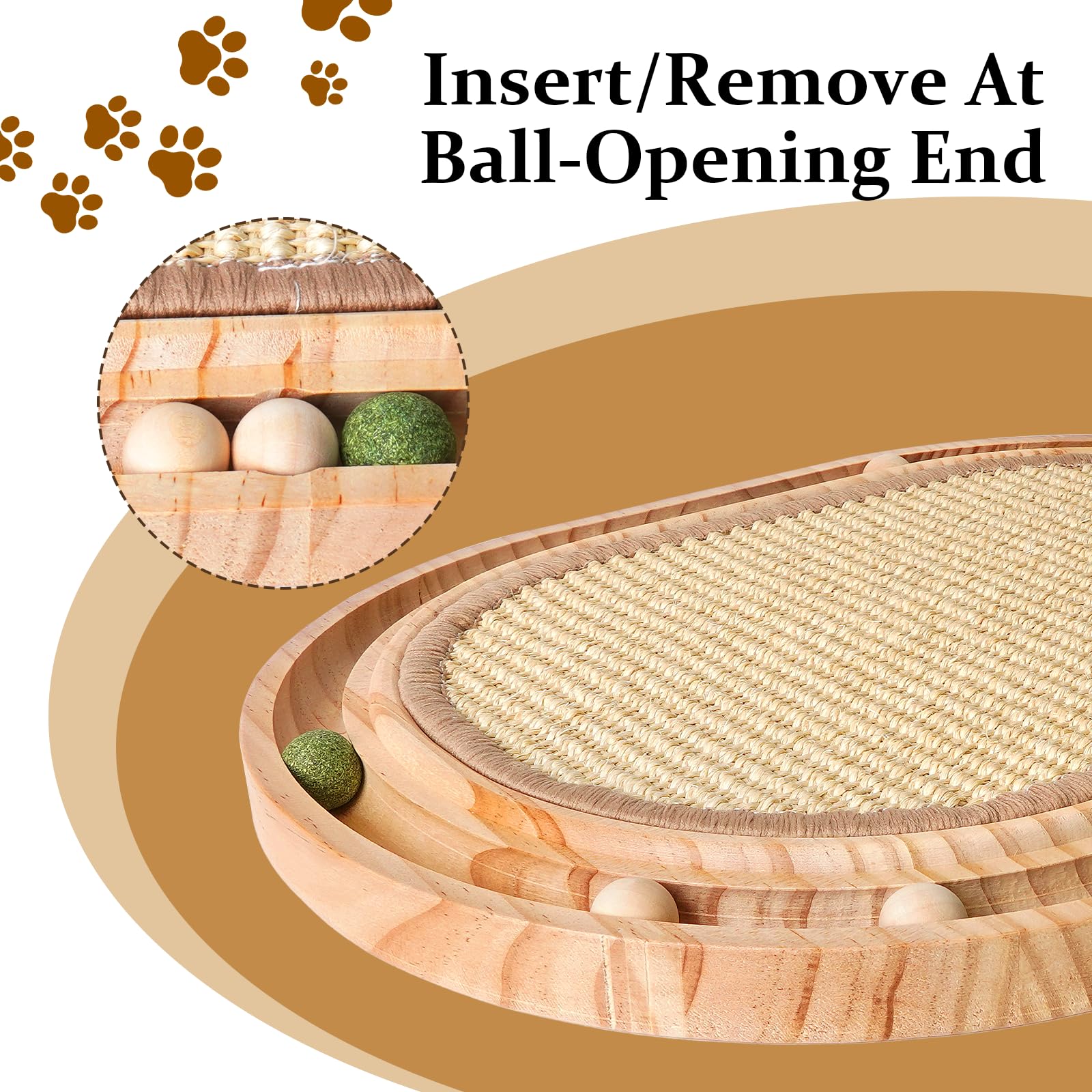 LURICO Griffoir en Sisal pour Chat, Jouet 2 en 1, 43x33x2.5 Cm Chat Griffoir Réutilisable, Chaise Longue avec 6 Petite Balle pour Tous Les Chats, Jouer, Se，Protège Les Tapis et Canapés