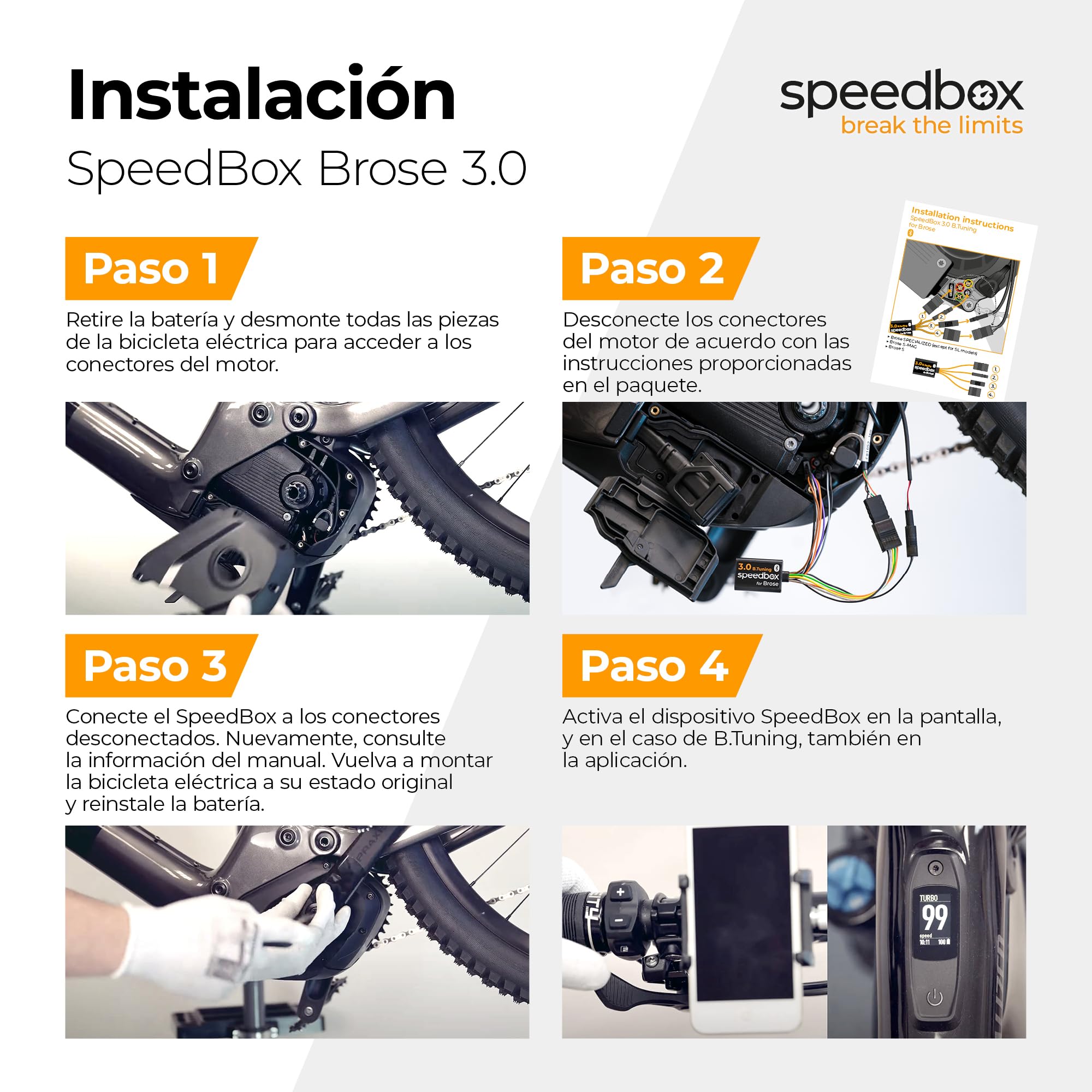 SpeedBox 3.0 B.Tuning (con Bluetooth) Compatible con Brose/Chip de Tuning para Bicicletas eléctricas con Motores Brose o Specialized/Aplicación SpeedBox