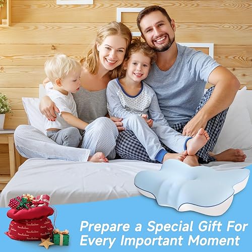 Miniatura 7 de jiaao Almohada cervical para cuello y hombro, almohada cervical ajustable de espuma viscoelástica para aliviar el dolor de dormir, almohadas