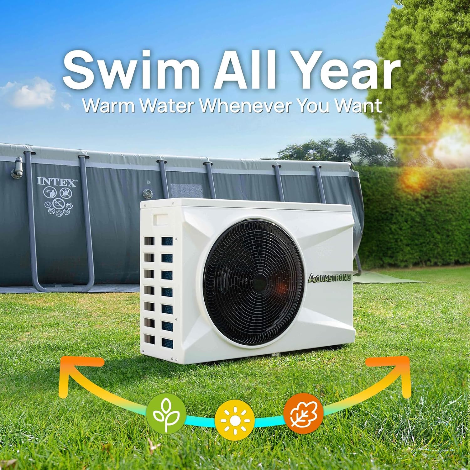 AQUASTRONG Inverter Swimming Pool Heat Pump,Pool Heater for Above Ground and Inground Pool Heating Smart WiFi Control and Cooling Pool Heater Pools Up to, 7500 Gallons thumbnail