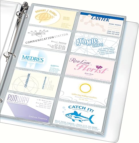 Miniatura 3 de Avery Páginas organizadoras transparentes de tarjetas de visita para carpetas de 3 anillos, paquete de 10, con capacidad para 200 tarjetas en total