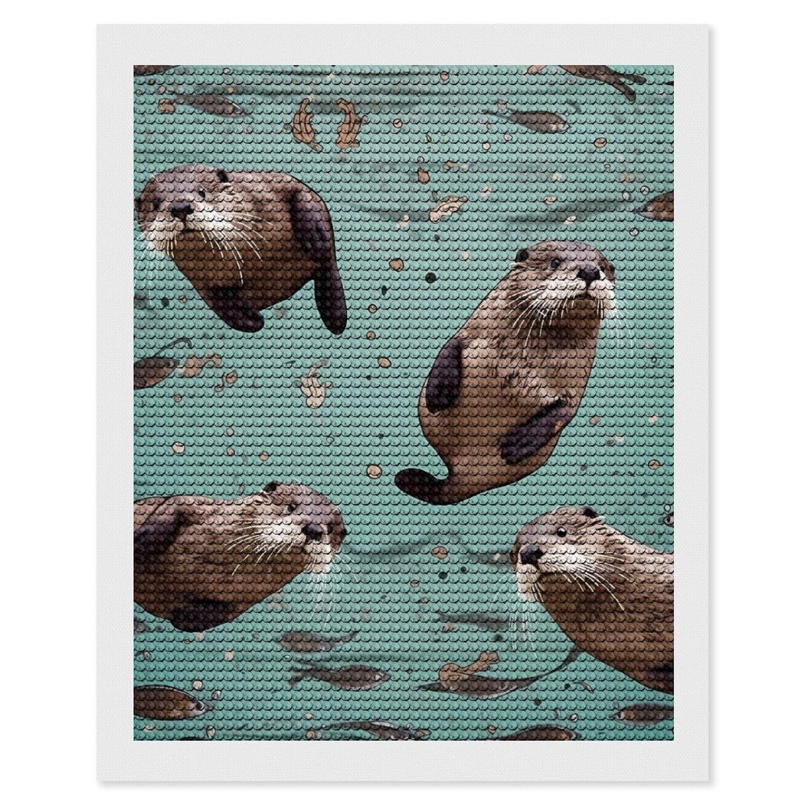 DWVTSLH Otters Diamond Painting Kits for Adults, Personalized Diamond Photo Art Full Drill, DIY 5D Diamond Art Painting Kits for Beginners, Home Wall Decor 16"x20"
