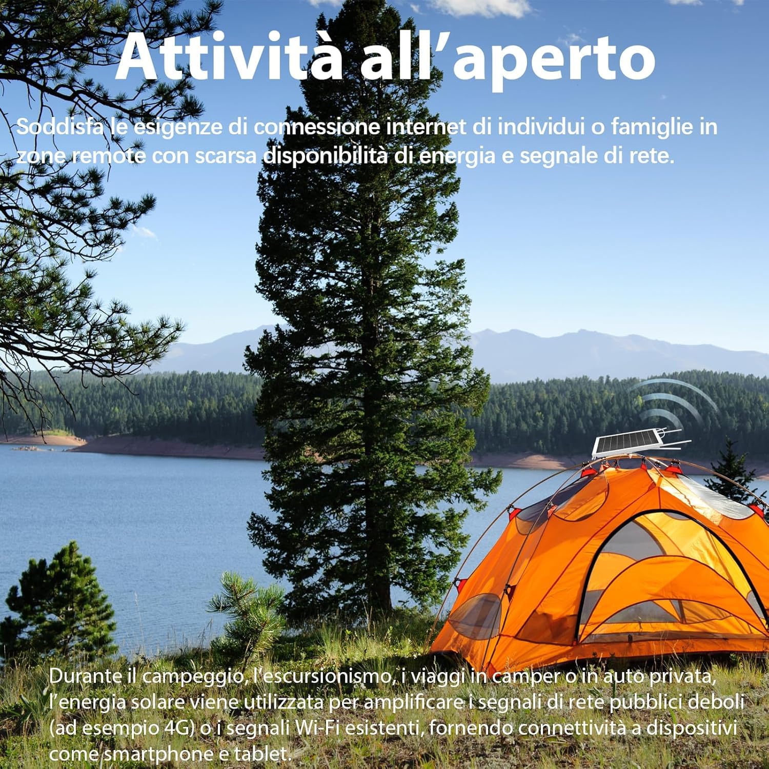 Ripetitore WiFi Solare da Esterno, Amplificatore di Segnale WiFi Alimentato a Energia Solare da 15W, Ripetitore WiFi Wireless a 2,4 GHz Batteria da 26000 mAh, Impermeabile IP65