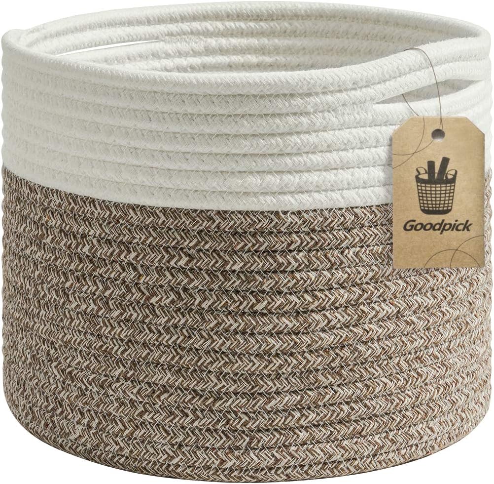 Goodpick Cute Cotton Rope Basket - Dresser Baskets Drawer Baskets Organizer Nursery Closet Storage Foldable Cloth Storage Box Underwear Organizer Drawer Divider, 12''×7''×5'' Set of 2