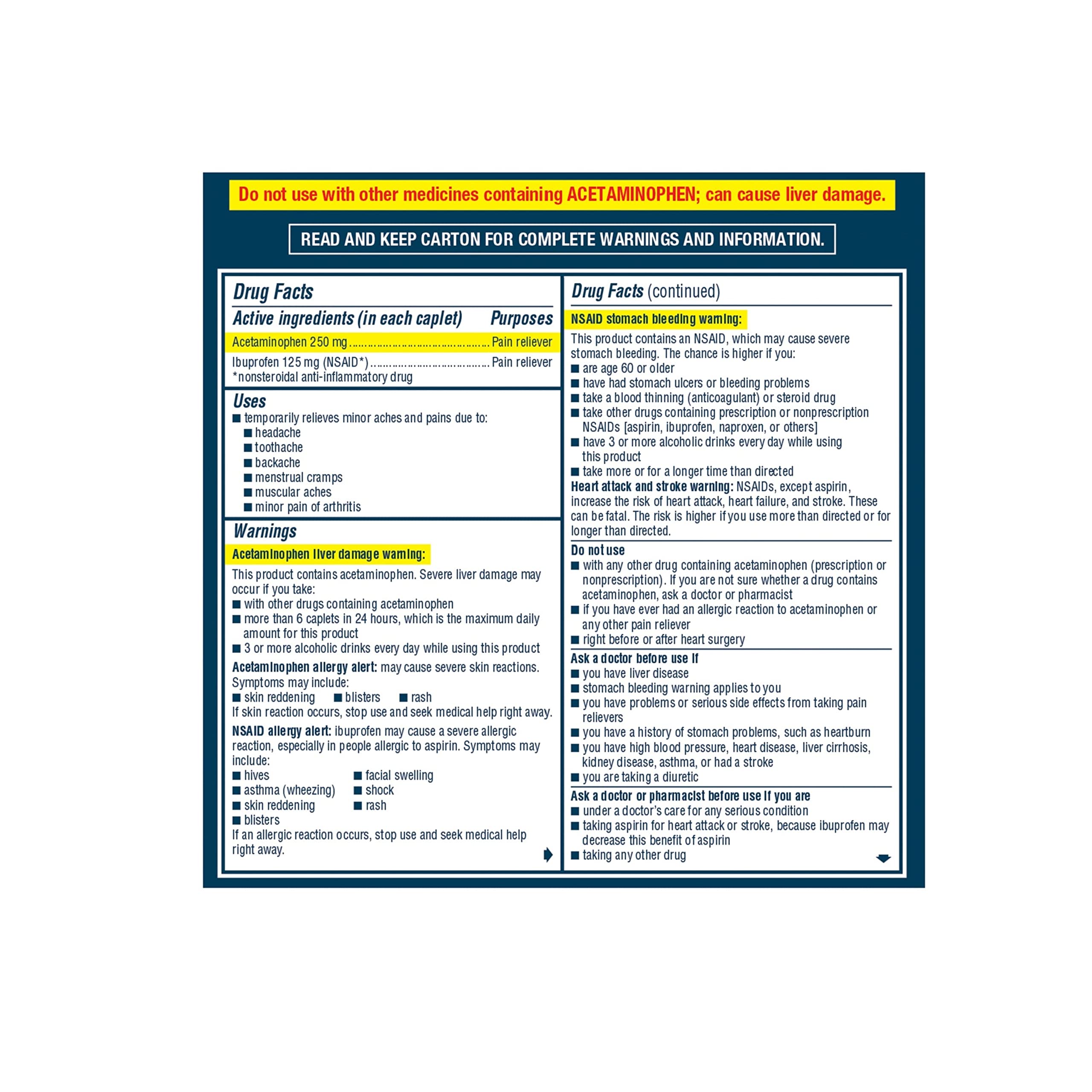 ​​Advil Dual Action Coated Caplets with Acetaminophen - 216 Count​ — Amazon image 17