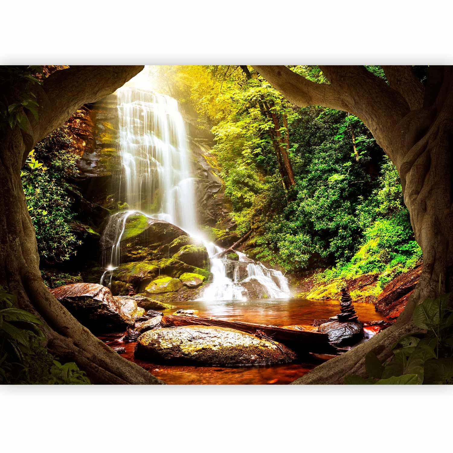 murando Photo Wallpaper Waterfall 500x 350 cm/196,8" x 137,8" Non-Woven Premium Art Print Fleece Wall Mural Decoration Poster Picture Design Modern Landscape Nature Forest c-C-0450-a-a โ image 1