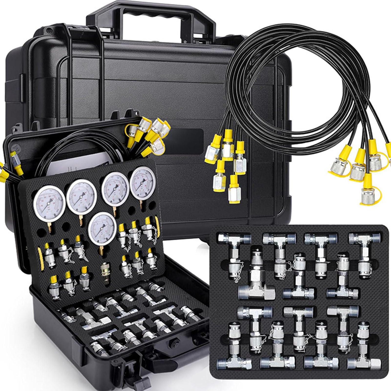 ViaGasaFamido Kit de Prueba de Presión Hidráulica, 5 Manómetros con