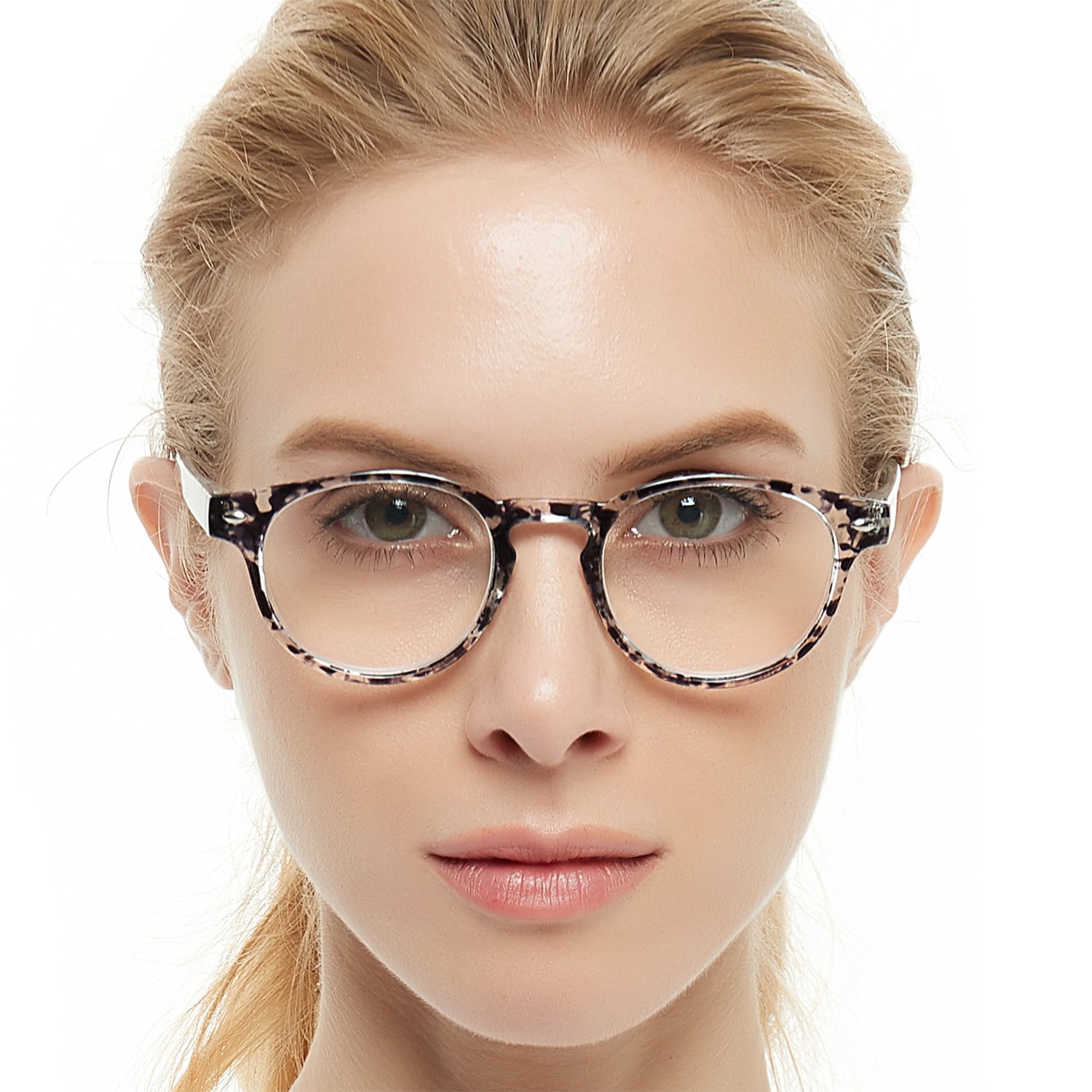 OCCI CHIARI Fashion Womens Reading Glasses 3.5 Round Readers for Women Magnifying Glasses Spring Hinge (Black Pattern, 350) - Image 2