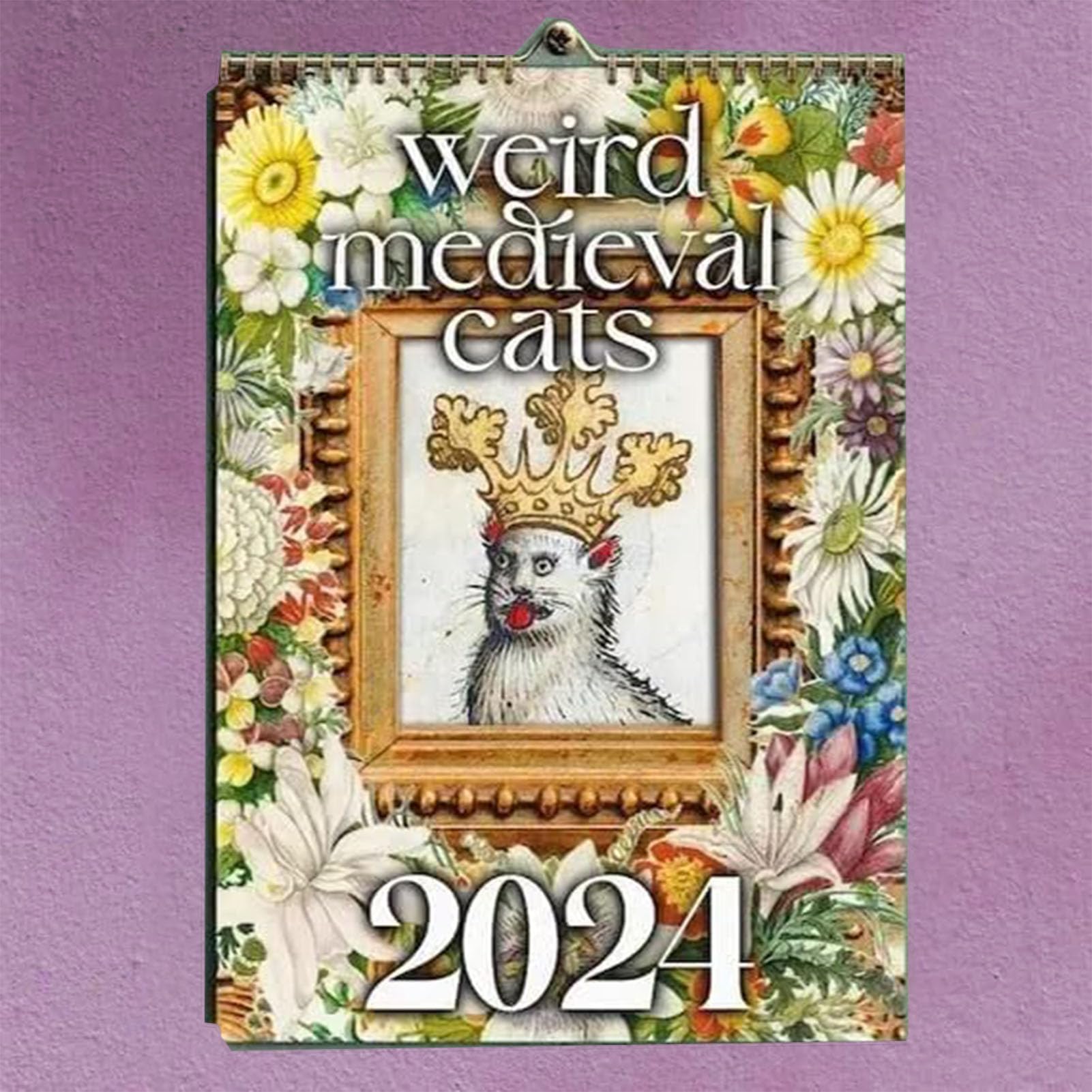 2024 Funny Weird Medieval Cat Calendar, Weird Medieval Cats Calendar, Cute Calendars Office Home Animals 11 * 8.5 Inches